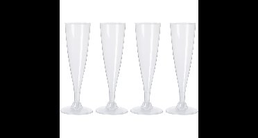 Prosecco/champagneglazen - 4x - transparant - kunststof - 130 ml - herbruikbaar