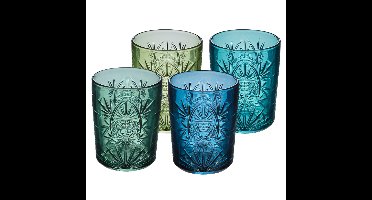 Secret de Gourmet Waterglazen / drinkglazen Ayla - 4x - blauw / groen - 350 ml