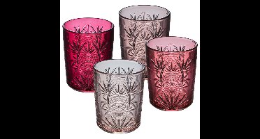 Secret de Gourmet Waterglazen / drinkglazen Ayla - 4x - transparant roze - 350 ml
