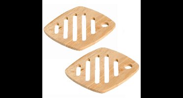 Set van 2x stuks vierkante pannen onderzetters van hout 18 cm