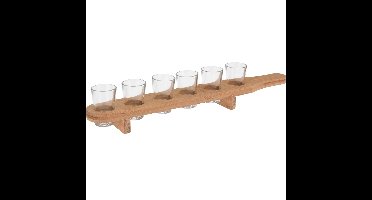 Shotglaasjes houder - Bamboe - 45 cm - incl 6 glazen