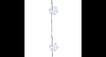 Sneeuwvlokken lichtsnoer - wit - 40 led lampjes - timer - batterij 195 cm - sneeuw verlichting