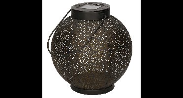 Solar lantaarn - zwart - cirkels - 19 cm - tafellamp - zonne-energie - tuinverlichting