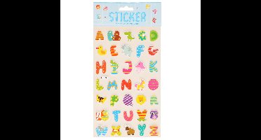Stickervelletjes - 34x sticker letters A-Z - gekleurd - alfabet