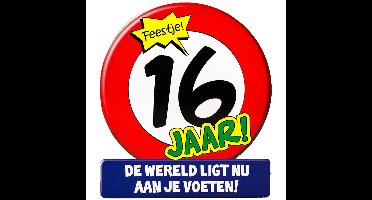Stopbord wenskaart - 16 jaar - sweet sixteen - 16 x 14 cm - verjaardagskaart - 16e
