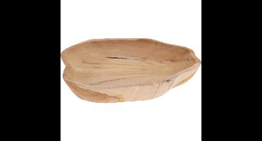 Tafel decoratie schaal teak hout - diameter ca. 35 cm - natuurproduct