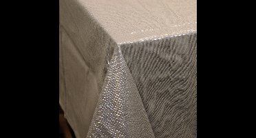 Unique Living Textile glamour Tafelkleed - 150 x 300 cm - zilvergrijs - Eettafel tafellakens