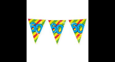 Verjaardag 60 jaar thema Vlaggetjes - Feestversiering - 10m - Folie - Dubbelzijdig