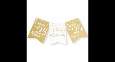 Verjaardag Vlaggenlijn 25 jaar - binnen - karton - wit/goud - 600 cm