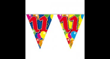 Vlaggenlijn 11 jaar - 10 meter - plastic - Leeftijd versiering - slingers 11e verjaardag