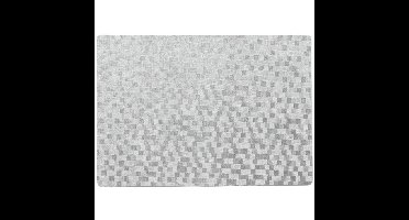 Wicotex luxe tafel placemats Stones - PVC - zilver - 30 x 43 cm - met anti slip - en PU coating