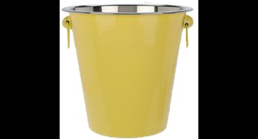 Wijnfles/champagne koeler - rvs - geel/zilver - 20 x 14 cm