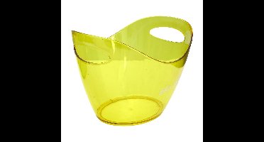 Wijnfles koeler/wijnkoeler Bucket - transparant geel - kunststof - 34 x 25 x 26 cm - IJsemmer