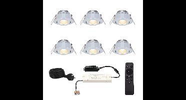 Complete Set van 6 Sienna Mini Inbouwspots 12V - 3W spots - 2700K warm wit - IP44 waterdicht - kantelbaar - Dimbaar - Verandaspots - Lage inbouwdiepte