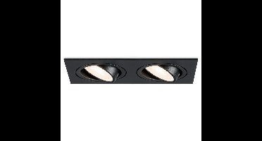 Mallorca LED inbouwspot - IP20 - Kantelbaar - 8 Watt 690 Lumen - 4000K Neutraal wit - Dubbel - GU10 - Dimbaar - Rechthoek - Voor binnen - Zwart
