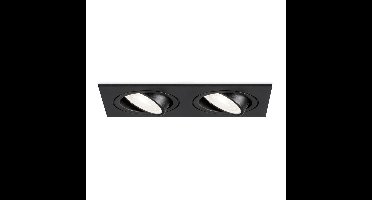 Mallorca LED inbouwspot - IP20 - Kantelbaar - 8 Watt 690 Lumen - 6500K Daglicht wit - Dubbel - GU10 - Dimbaar - Rechthoek - Voor binnen - Zwart
