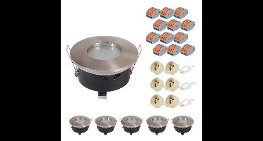 Set van 6 Vista - LED Inbouwspots - Armatuur - Diameter 83mm - GU10 Fitting incl. lamphouder - Rond - IP44 voor badkamer en buiten - RVS