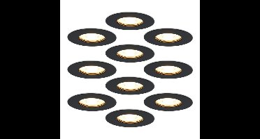 10x Bari inbouwspots - 4,5 Watt 345 lumen - 2700K warm wit - Dimbaar - IP65 - Zwart - voor binnen en buiten - GU10 fitting