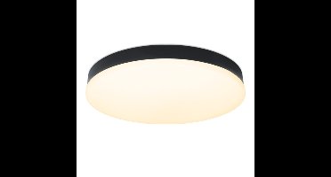 Lumi - Badkamer Plafondlamp - 18 Watt 1500 lumen - Zwart -30 cm - IP54 waterdicht - 2700K Warm wit - Diffuus melkglas effect - LED Plafonniere