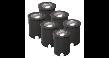 Set van 6 Lilly dimbare LED Grondspot - Kantelbaar - Overrijdbaar - Rond - 4000K neutraal wit - IP67 waterdicht - 3 jaar garantie - Zwart