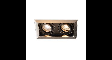 Durham - LED Inbouwspot - 8 watt 690 lumen - 2700K Warm wit - Dubbel - GU10 - Kantelbaar - Verzonken - IP20 voor binnen - Rechthoek - RVS