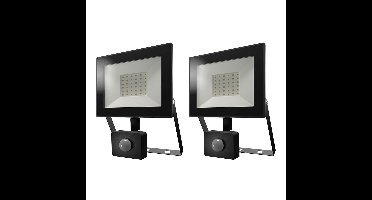 2-pack Lumos LED Breedstraler met bewegingssensor en schemerschakelaar - OSRAM Chips 30W 2880lm - 4000K - IP65 - vervangt 160 Watt - 2 jaar garantie