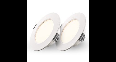 Set van 2 Georgia LED Inbouwspots - 3W 300lm - Rond - 2700K - 91mm - IP20 - Wit