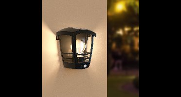 Clark - Solar wandlamp lantaarn - 3000K warm wit - IP65 waterdicht - Zwart - klassiek