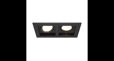 Fresno Dubbele Inbouwspot - Rechthoek - 2x GU10 - 4000K Neutraal wit - 8 Watt 690 Lumen - Kantelbaar - IP20 stofdicht - Zwart