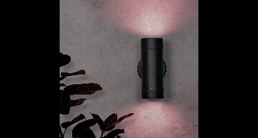 Otey - Smart LED Wandlamp Zwart - Up & Down Light - GU10 11 Watt 690 lumen - RGB WW - Wifi/Bluetooth - IP44 waterdicht - Voor binnen & buiten - Polycarbonaat