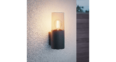 Blaze - LED Wandlamp - Up light - E27 Fitting - IP44 Waterdicht - Smokey glas