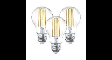 Set van 3 Smart E27 LED Filament Lampen - 7 Watt 806 Lumen - A60 Clear - 1800-3000K - Dimbaar