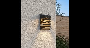 Dono LED Solar Wandlamp met schemerschakelaar - 3000K warm wit - 0.2W 10lm - IP65 - Zwart