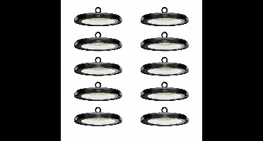 Set van 10 - Eris LED High Bay UFO - 100 Watt - 14.000lm (140lm/W) - 6500K daglicht wit - IP65 waterdicht - IK08 - Flikkervrij