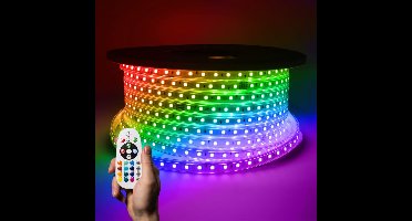 Flex60 RGB dimbare LED Strip 25 meter - 20.000 branduren - Buiten & Binnen - 60 LEDs/m - 200 Watt 6500lm - IP65 waterdicht - Inkortbaar per meter