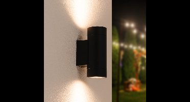 LED Wandlamp - IP54 Waterdicht - 2x GU10 - Dimbaar - Up & Down - Buitenlamp dubbelzijdig - Zwart