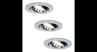 Set van 3 Maya LED inbouwspots - 4 Watt 345 Lumen - 4000K Neutraal wit - GU10 - Dimbaar - Rond - Kantelbaar - IP20 voor binnen - Chroom