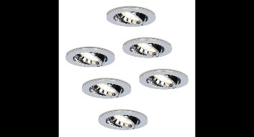 Set van 6 Maya LED inbouwspots - 4 Watt 345 Lumen - 4000K Neutraal wit - GU10 - Dimbaar - Rond - Kantelbaar - IP20 voor binnen - Chroom