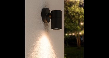 Mason - LED Wandlamp - IP44 Waterdicht - Voor binnen en buiten - GU10 Fitting - Dimbaar - Zwart - Buitenlamp - Downlight - Industriëel