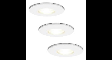 Set van 3 Barcelona - LED Inbouwspots - 5 Watt 400 lumen - 4000K Neutraal wit - GU10 - Dimbaar - Rond - IP44 voor badkamer, buiten en binnen - Wit