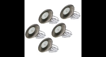 Set van 5 Pavo - Platte LED ipbouwspots met lage inbouwdiepte 12mm - 3 Watt 300 Lumen - 2700K Warm wit - Dimbaar - Rond - Meubelspot - IP44 waterdicht - RVS