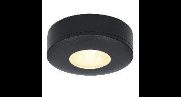 Pavo LED Platte opbouwspot - 3W 300 Lumen - 2700K Warm Wit - Lage opbouwhoogte 23mm (meubelspot) - Dimbaar - Rond - IP44 voor binnen en buiten - Zwart