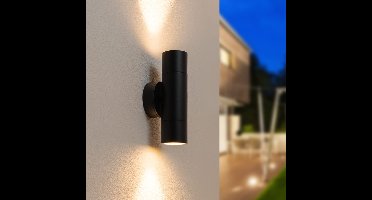 Dax LED Wandlamp - Dimbaar - 8 watt 690 lumen - 2700K Warm Wit - IP65 Waterdicht voor Binnen en buiten - GU10 Vervangbare lichtbron - Up & Down Light - Zwart