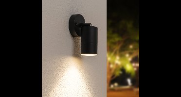 Lago LED Wandlamp Zwart - 4 Watt 345 Lumen - IP44 Waterdicht - GU10 - 4000K neutraal wit - Dimbaar - Kantelbaar - Binnen en buiten