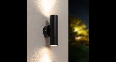 Dax LED Wandlamp - Dimbaar - 8 Watt 690 Lumen - 4000K neutraal wit - IP64 Waterdicht voor Binnen en buiten - GU10 Vervangbare lichtbron - Up & Down Light - Zwart