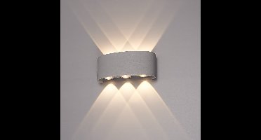 Tulsa LED Wandlamp Grijs - 6 Watt 630 lumen - IP54 Waterdicht - 3000K Warm Wit - Dimbaar - Binnen en buiten - Up & Down Light - Modern