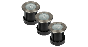 Set van 3 Oblique LED Grondspots buiten - XL Ø15cm - 20° Stralingshoek - 4000K neutraal wit - 8W 350lm - Tuinspot - RVS - IP67 waterdicht