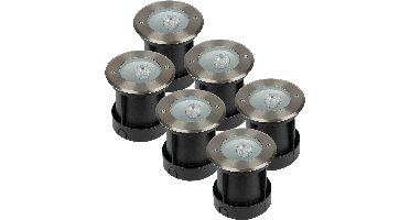 Set van 6 Oblique LED Grondspots buiten - XL Ø15cm - 20° Stralingshoek - 4000K neutraal wit - 8W 350lm - Tuinspot - RVS - IP67 waterdicht