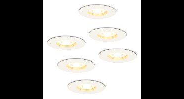 Set van 6 Bari LED Inbouwspots - 4,5 Watt 345 lumen - 2700K Warm Wit - GU10 - Dimbaar - Rond - IP65 Waterdicht - Wit - Voor binnen, buiten en badkamer