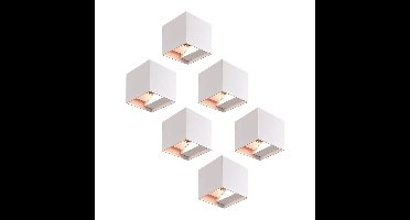 Set van 6 Kansas LED Wandlampen - 7W 560lm - IP65 - 3000K - Binnen en buiten - Kubus - Up & Down Light - Grijs